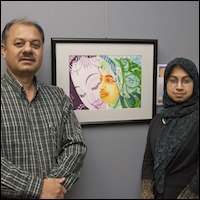 Student artist with father