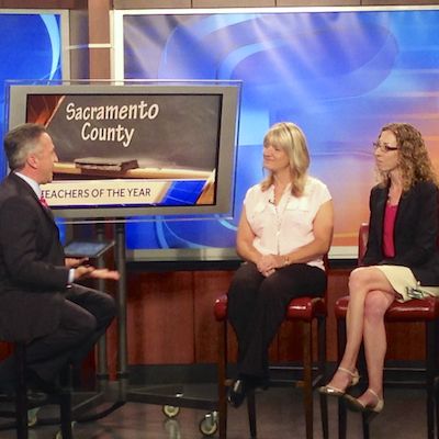 Teachers being interviewed on TV set