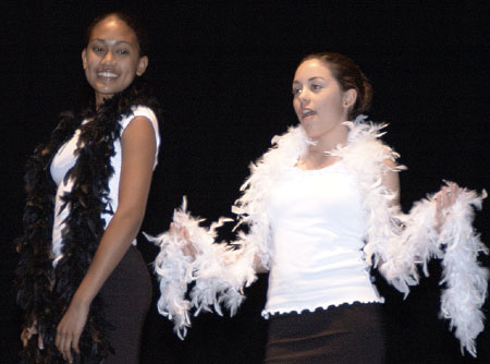 Students performing on stage