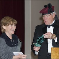 Deb House receiving glass plaque