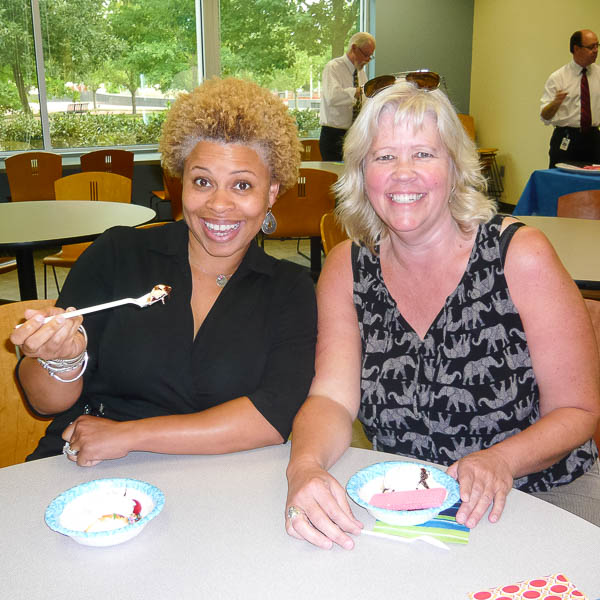 Staff eating ice cream