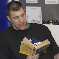 Jon Brockman reading to students