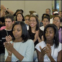 Audience applauding