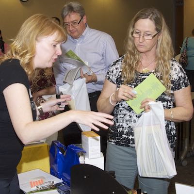 Employees receiving flyers