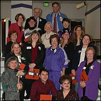 Group of teachers posing on staircase