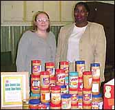 Lynette Lyons with stacks of peanut butter jars