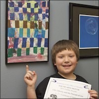 Student with artwork