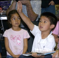 Student raising hand