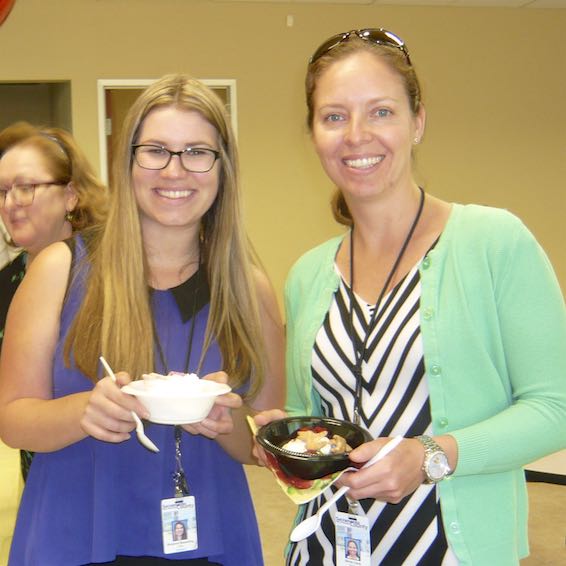 Staff eating ice cream