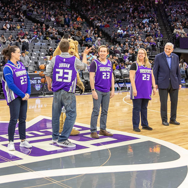 Teachers being recognized on-court