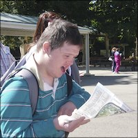 Student with zoo map
