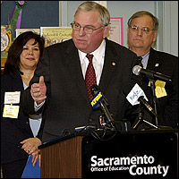 Superintendent speaking at podium