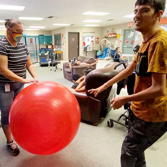 Alstrum bouncing ball with student