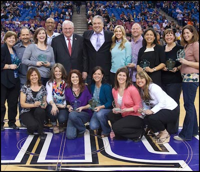 Teachers of the Year 2012 posing center court at Sleep Train Arena