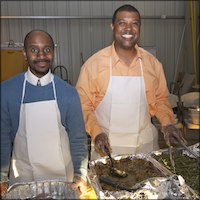 Staff serving meals